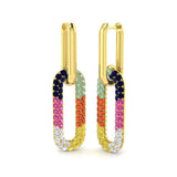 Vibrant 3.0Ct Rainbow Gemstone Paperclip Link Drop Earrings