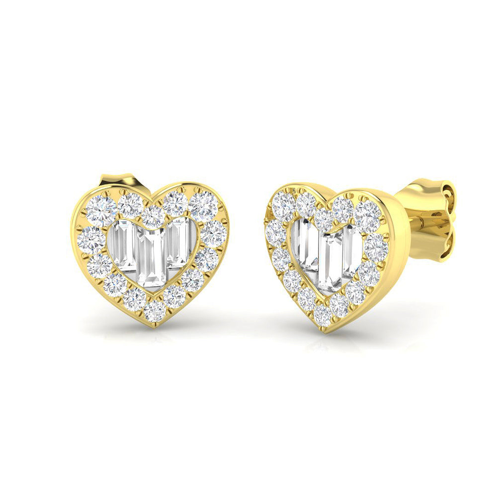 0.56ct Natural Diamond Round Cut Stud Earrings in 9K Yellow Gold