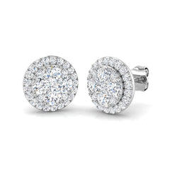 1.1 Carat D-E/VS Lab Grown Diamond Cluster Earring 9k White Gold Ready To Ship
