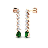 Luxury pear shape emerald diamond drop earrings with push back clasp
