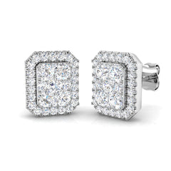 1 Carat D-E/VS Lab Grown Diamond Cluster Earring 9k White Gold Ready To Ship