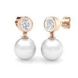 Cyril Luxury 10ct Gold Pearl Diamond Earrings - Elegant Jewelry Gift