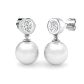 Cyril Luxury 10ct Gold Pearl Diamond Earrings - Elegant Jewelry Gift