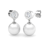 Colby 8ct Gold Pearl Diamond Earrings - Luxurious Designer Jewelry