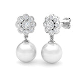 "Donal Luxury 13ct Gold Pearl Diamond Earrings - Elegant Jewelry"