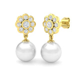 "Donal Luxury 13ct Gold Pearl Diamond Earrings - Elegant Jewelry"