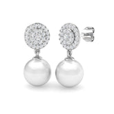 Cyrus Pearl Gold Earrings with 10.5ct Luxury Diamonds for Elegance