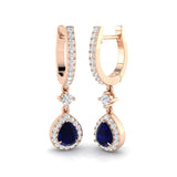 Hoop Earrings - Tinky Luxury 1.25ct Blue Sapphire Gold