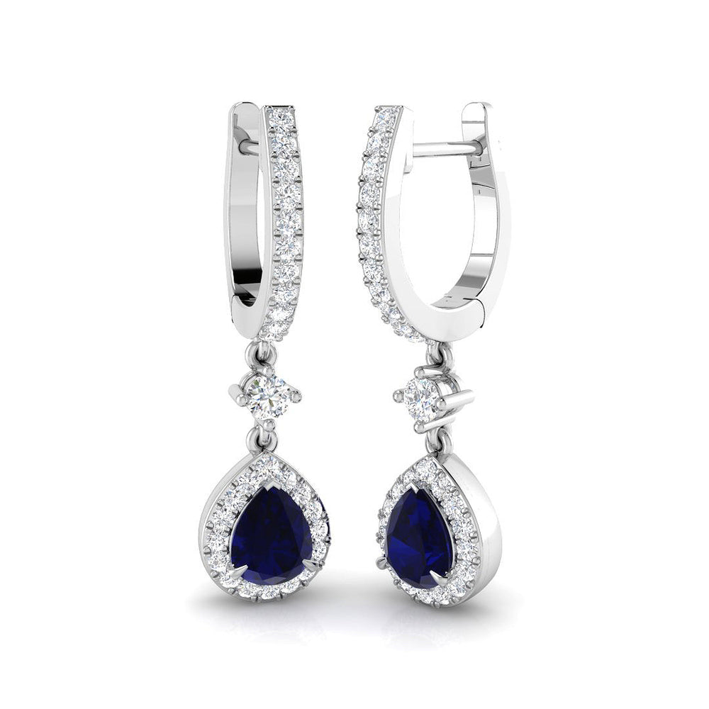 Hoop Earrings - Tinky Luxury 1.25ct Blue Sapphire Gold