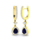 Hoop Earrings - Tinky Luxury 1.25ct Blue Sapphire Gold