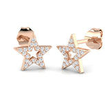 Stud Earrings with Open Star Diamond Pavé | 9kt Gold