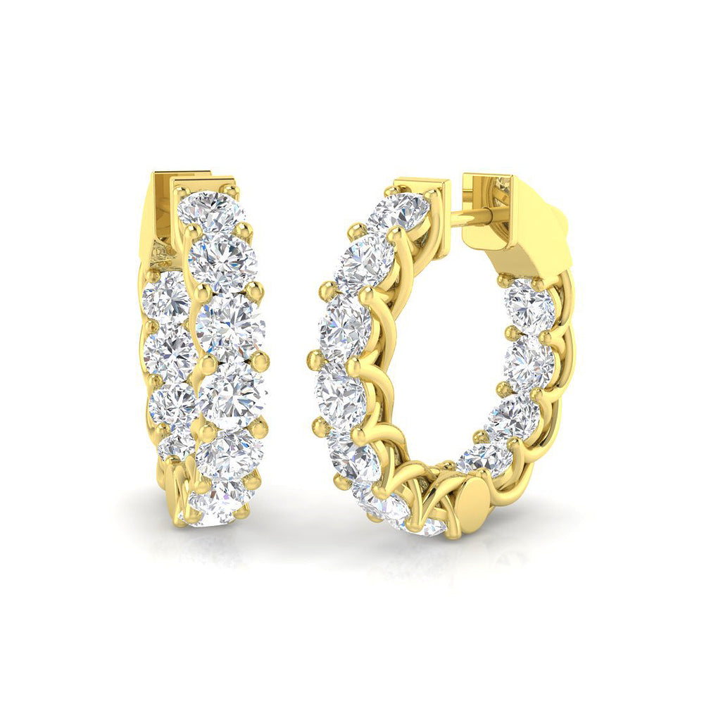 4.4ct Lab Diamond Round Cut Stud Earrings in 9K Yellow Gold