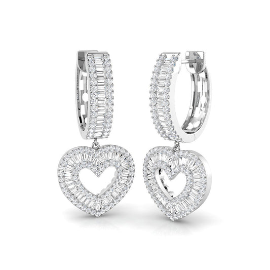 "Elegant Tumvy 1.75ct Gold Drop & Trilogy Diamond Earrings"