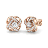 Gorgeous 0.50Ct Diamond Love Knot Stud Earrings in Yellow Gold