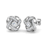 Gorgeous 0.50Ct Diamond Love Knot Stud Earrings in Yellow Gold