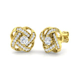Gorgeous 0.50Ct Diamond Love Knot Stud Earrings in Yellow Gold