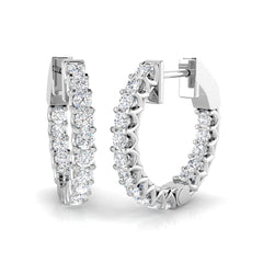 1 Carat D-E/VS Lab Grown Diamond Hoops Earring 9k White Gold Ready To Ship
