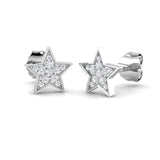 Dainty 0.10 Ct Diamond Star Stud Earrings in White Gold