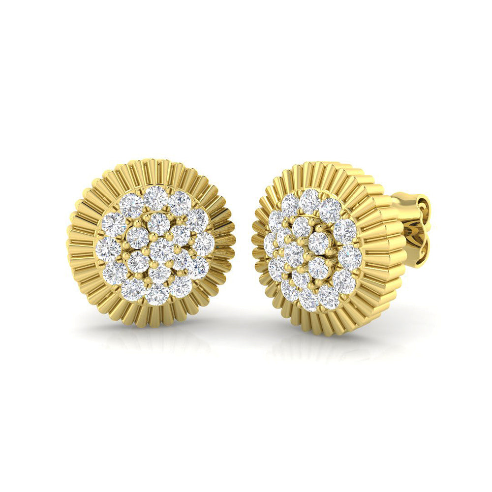 0.41ct Natural Diamond Round Cut Stud Earrings in 9K Yellow Gold