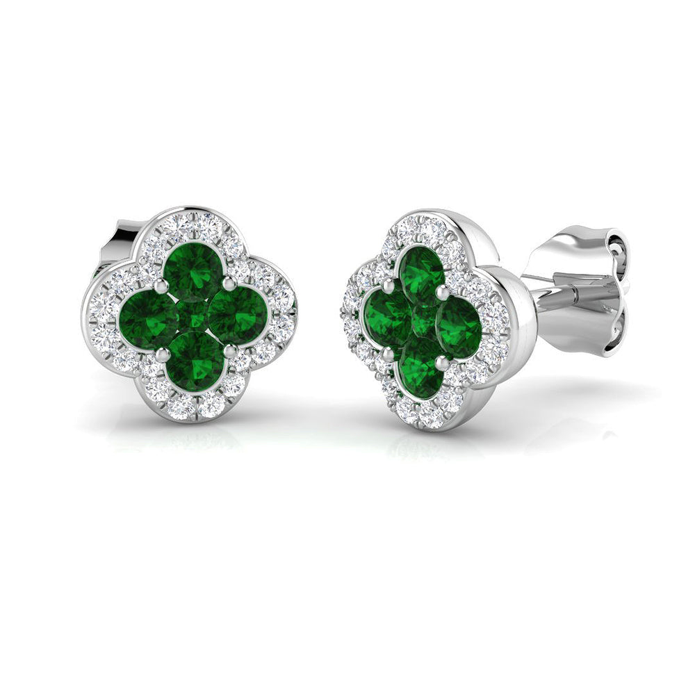 0.55ct Natural Diamond Round Cut Stud Earrings in 18K White Gold