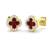 18ct Yellow Gold 0.5ct Natural Ruby Earrings with Diamonds