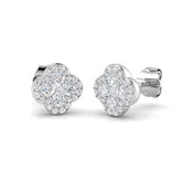 18k White Gold 0.44ct Natural Diamond Clover Earrings