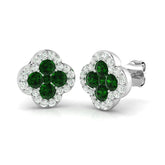 18k White Gold 1ct Natural Emerald Earrings with Diamonds