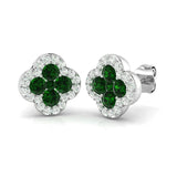 18k White Gold 1ct Natural Emerald Earrings with Diamonds