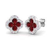 18k White Gold 1.16ct Natural Ruby Earrings with Diamonds