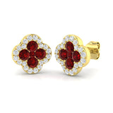 18ct Yellow Gold 1.16ct Natural Ruby & Diamond Earrings
