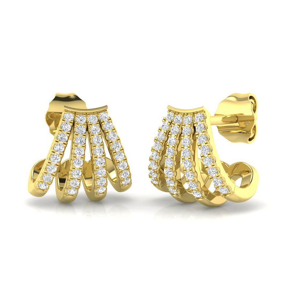 0.19ct Natural Diamond Round Cut Stud Earrings in 9K Yellow Gold