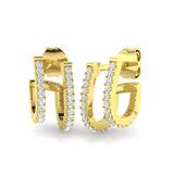 0.33 Ct Double Row Diamond Stud Earrings | White Gold J-Hoop Studs