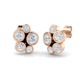 Breathtaking 1.75 Ct Round Diamond Bubble Cluster Earrings