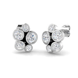Breathtaking 1.75 Ct Round Diamond Bubble Cluster Earrings