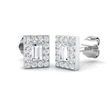 0.33 Ct Emerald Cut Diamond Halo Earrings in Yellow Gold