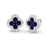 18k White Gold 2.91ct Natural Blue Sapphire Earrings