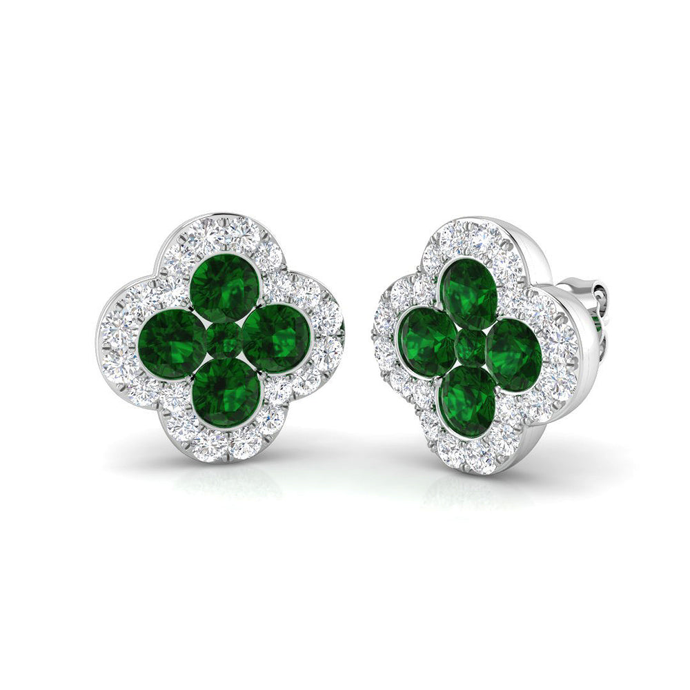 2.29ct Natural Diamond Round Cut Stud Earrings in 18K White Gold