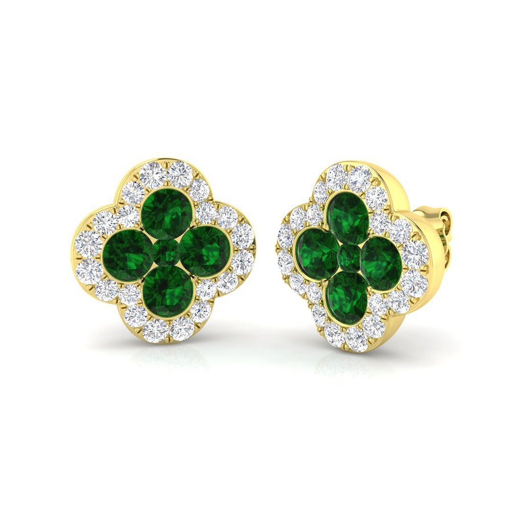 2.29ct Natural Diamond Round Cut Stud Earrings in 18K Yellow Gold
