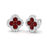 18k White Gold 3.06ct Natural Ruby Earrings with Diamonds