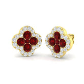 18k Yellow Gold 3.06ct Natural Ruby Earrings