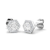 Halo Stud Earrings - 0.50 Carat Epsny Hexagon Profile
