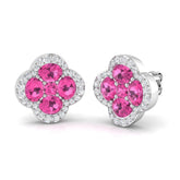 Luoby 3ct Pink Sapphire Gold Earrings - Exquisite Diamond Elegance