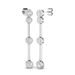 0.9 Carat D-E/VS Lab Grown Diamond Drop & Trilogy Earring 9k White Gold Ready To Ship