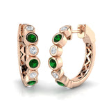 Hoop Earrings - Erjoy Emerald and Diamond 0.5ct Gold