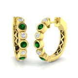 Hoop Earrings - Erjoy Emerald and Diamond 0.5ct Gold