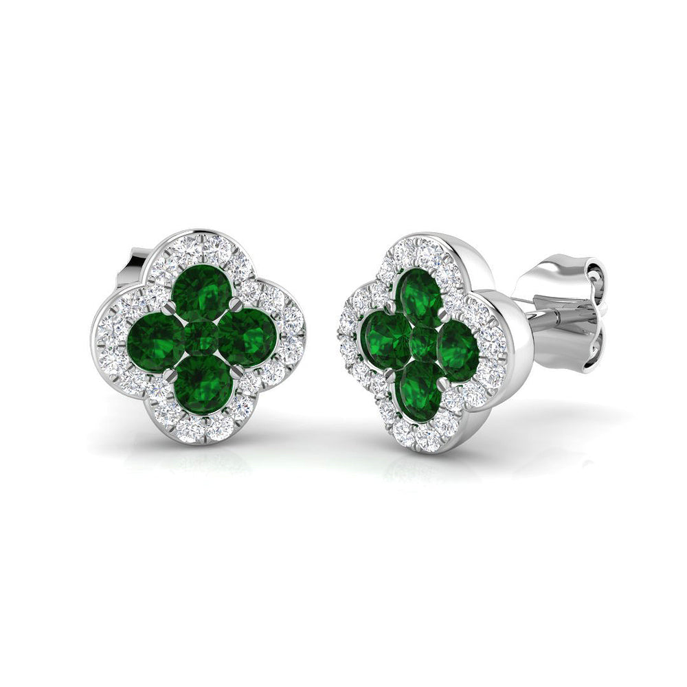 0.65ct Natural Diamond Round Cut Stud Earrings in 18K White Gold