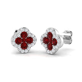 18k White Gold 0.85ct Natural Ruby Earrings with Diamonds