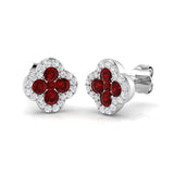 18k White Gold 0.85ct Natural Ruby Earrings with Diamonds