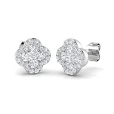 18k White Gold 0.63ct Natural Diamond Clover Earrings