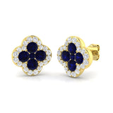 18k Yellow Gold 1.87ct Natural Blue Sapphire Earrings